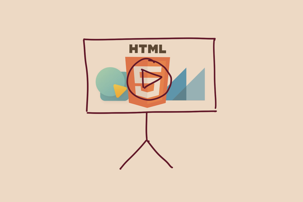 Eine Zeichnung einer Leinwand, auf der eine Bildschirmpräsentation abgespielt wird. Auf der Leinwand zu sehen sind die Logos von Slidev, Marp und HTML