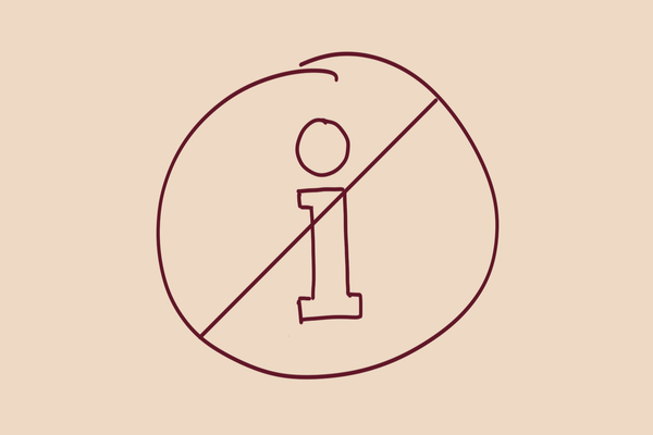 eine Zeichnung von einem typischen "Info-Schild" als Piktogramm, durchgestrichen um zu verdeutlichen, dass man Ratschlägen im Startup-Kontext nicht bedingungslos folgen sollte